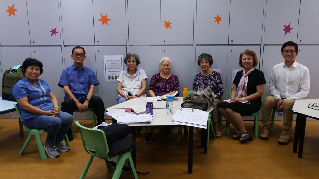 elderly folks group photo at a Chinese Adventist church in Singapore